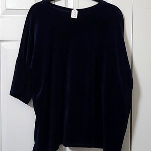 Navy Blue Velvet Shirt, Soft Stretchy Fabric,  Size 2X, Excellent Condition